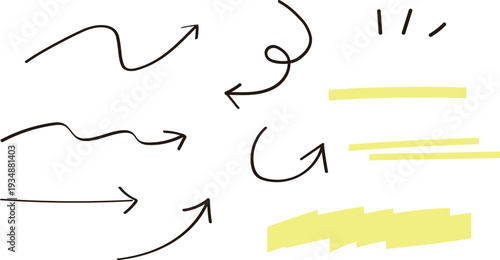 矢印記号やマーカーのあしらい装飾セット