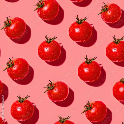 Red Cherry Tomatoes on Pink Background Bright Fresh Produce