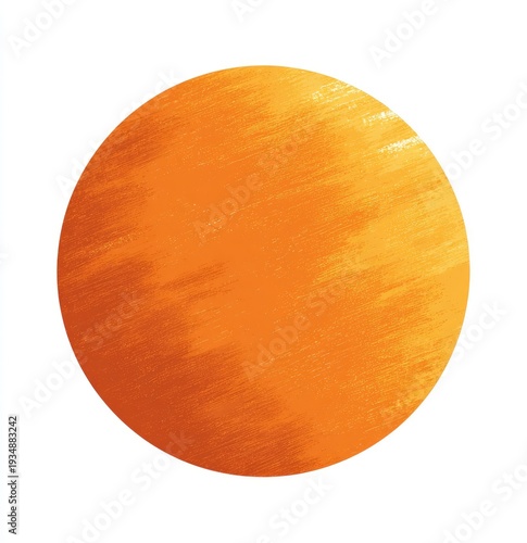 A watercolor-style sphere in shades of orange and yellow against a clean white backdrop