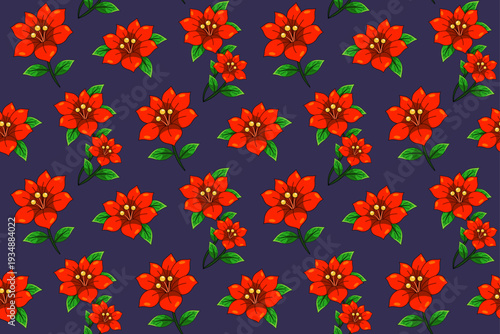 Bold Red Floral Seamless Pattern