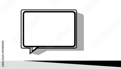 A graphic featuring an empty speech bubble with a drop shadow, against a white background