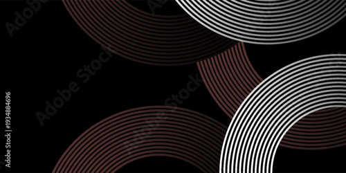 Abstract grey and red circle line vector on dark background. Modern simple overlap circle lines texture creative design. Suit for poster, cover, banner, flyer, brochure, presentation, website