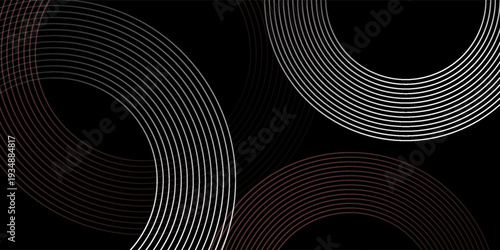 Abstract grey and red circle line vector on dark background. Modern simple overlap circle lines texture creative design. Suit for poster, cover, banner, flyer, brochure, presentation, website