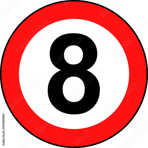 Speed limit 8 traffic sign