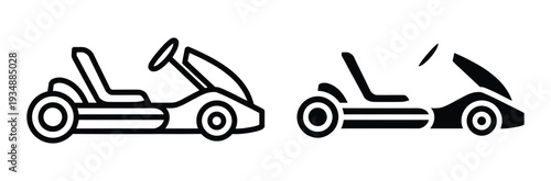 Go Kart Icon Set for Racing Sports Hobby and Recreational Go-Tarting Competition Concept. Vector Illustration.