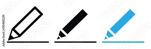 Pencil Icon Set for Writing Creative Drawing Editing and Education Concept. Vector Illustration.