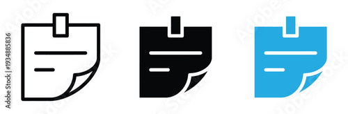 Sticky Note Icon Set for Memo Reminder Task Management and Office Stationery Concept. Vector Illustration.