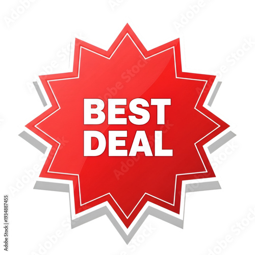 Eye-catching red starburst badge highlighting an exceptional best deal offer. isolated on transparent background, Vector