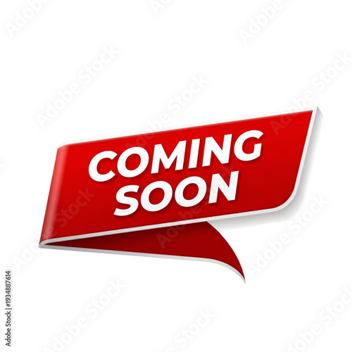 Attention-grabbing announcement banner indicating upcoming event or release isolated on transparent background, Vector