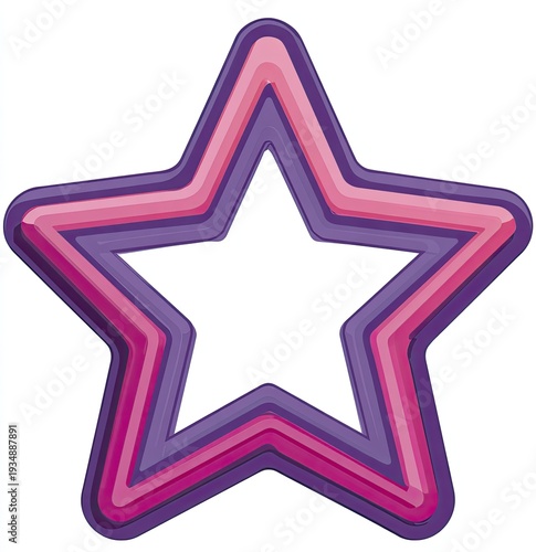 Colorful, layered star outline with purple, pink and white hues on a transparent background