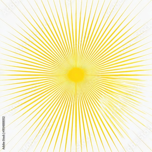 Abstract yellow sunburst design with light rays radiating outward on a white background