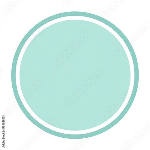 A pale turquoise circle with a white outline, isolated on a white background