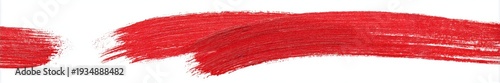 Crimson brushstrokes of varying lengths on a white background, evoking abstract shapes