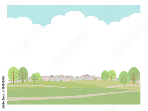 街並みの見える公園風景