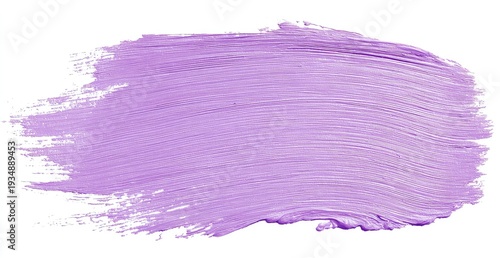 A single brushstroke of lavender paint, textured, isolated on a white background