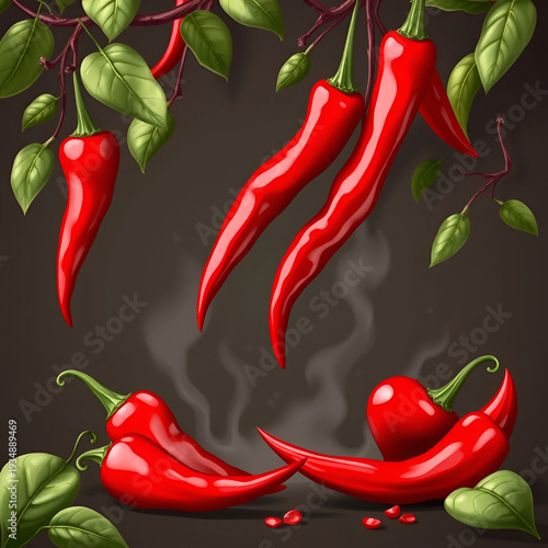 Rote Chilischoten freigestellt Vektor