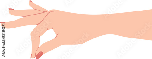 A woman's hand makes a pinching gesture