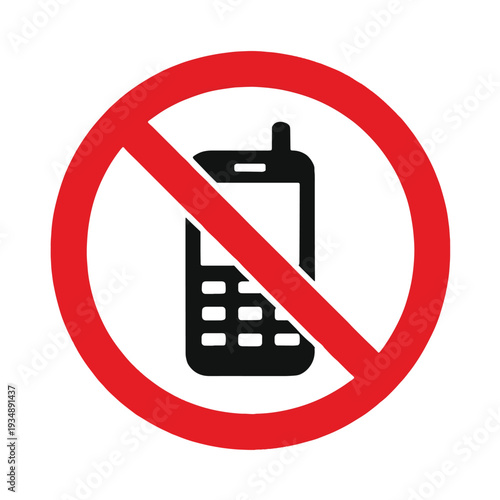 No cell phone allowed sign with red circle and line
