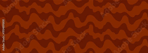 Chocolate wavy drip seamless pattern. Abstract melted chocolate cream texture with soft flowing curves in two brown tones. Sweet liquid dessert background