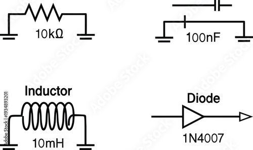Collection of six black and white warning and hazard symbols isolated on transparent background