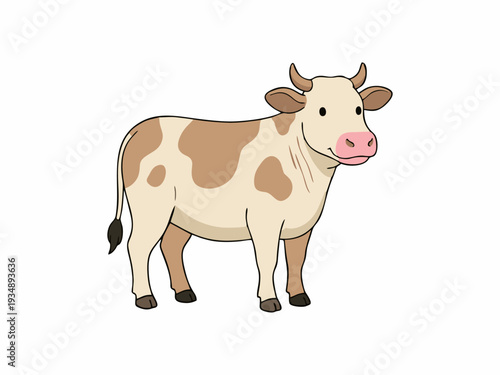 Spotted dairy cow cartoon illustration isolated on white background