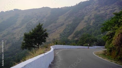 Retaining wall to support curve mountain road