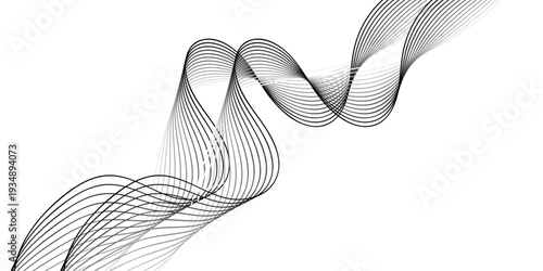 Fotografie Abstract wave background featuring black and white flowing lines in a vector des