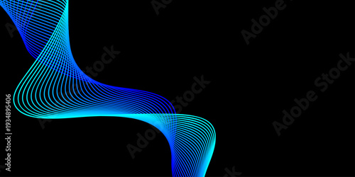 Abstract blue wave background featuring a dynamic 3d helix pattern and orange halftone dots as a vector technology element for business wallpaper design
