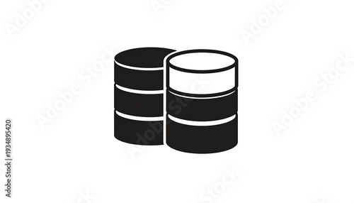 Simple black and white icon depicting two stacked cylinders. The design is minimalistic