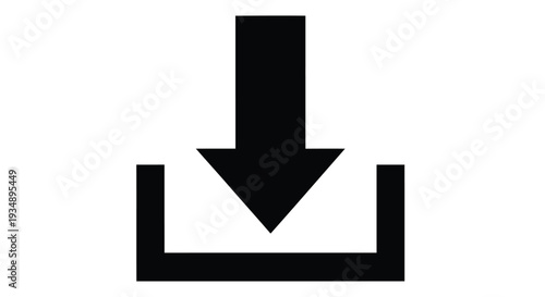 Simple black arrow pointing downwards within a square outline icon