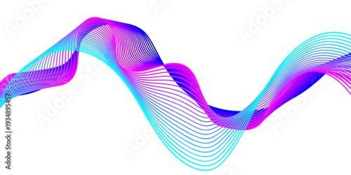 Abstract colorful background featuring a 3D DNA render with flowing blue curves, rainbow light patterns, and smooth motion lines in an artistic wave texture