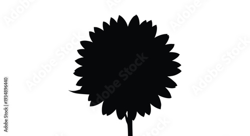 Black silhouette of a sunflower against a plain white background