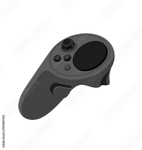Ergonomic Virtual Reality Motion Controller with Joystick and Buttons for Immersive Gaming Experience and VR Interaction Technology Concept Illustration