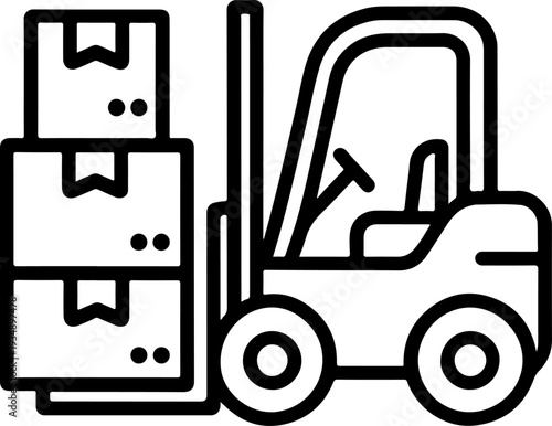 Forklift with boxes icon vector