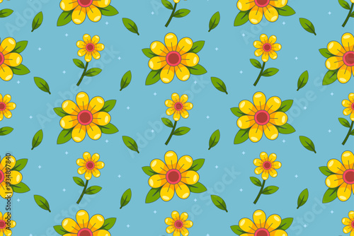 Bright Yellow Flower Seamless Pattern
