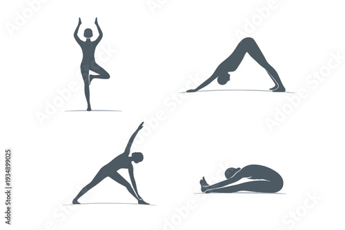 Yoga Pose Silhouette Icon Pack – Minimal Wellness Vector Set
