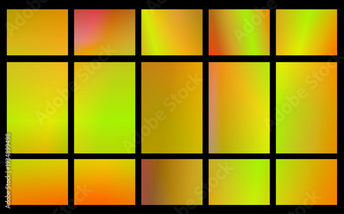 Smooth gradients shift from orange to lime across a tiled grid, creating a lively, modern background ideal for creative presentations, technology visuals, and energetic branding layouts.