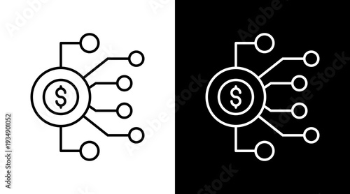 Digital Economy  White Icon Set Design