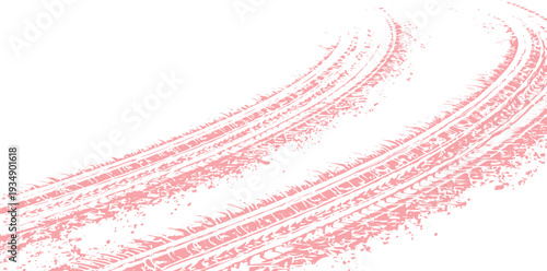 Pink tire tracks on white background abstract grunge