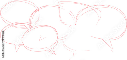 Pink hand drawn speech bubbles cluster chat bubble