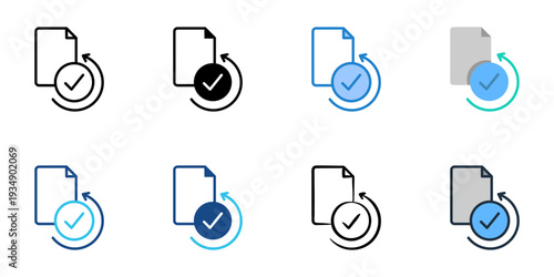Version control icons set multiple style collection. Editable stroke 
