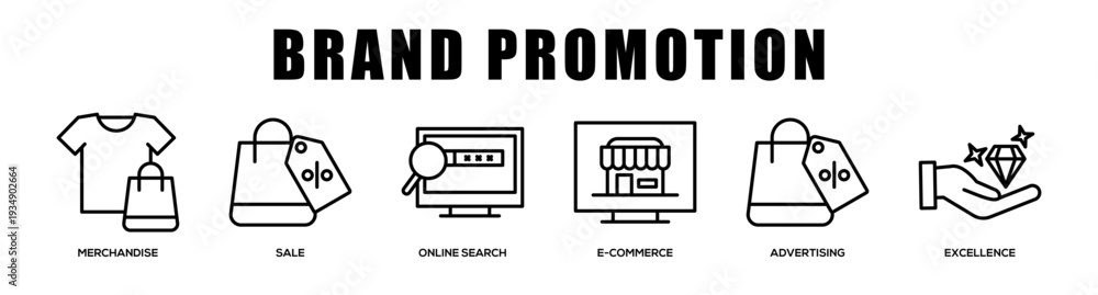 Fototapeta premium Brand Promotion web banner icon illustration concept