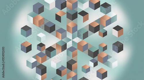 Conceptual Illustration of Blockchain Technology as Interlocking Cubes