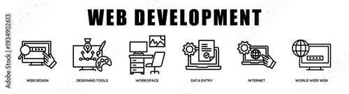 Web Development web banner icon illustration concept