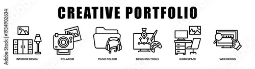 Creative Portfolio web banner icon illustration concept