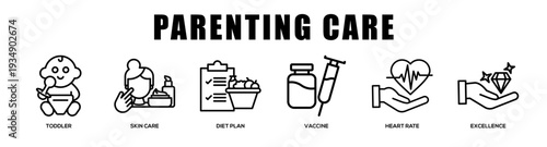 Parenting Care web banner icon illustration concept