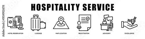 Hospitality Service web banner icon illustration concept