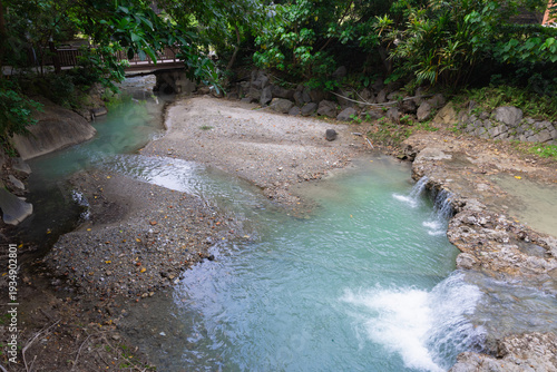 Hot spring area at Beitou literary Trail in Taipei wide shot