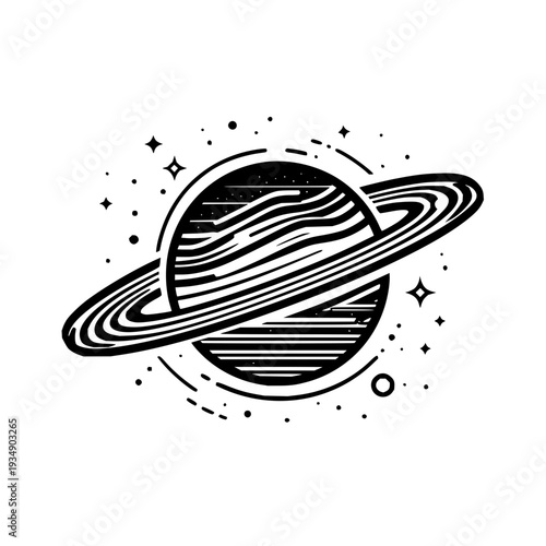 Saturn Planet with Rings in Space