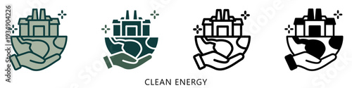 Clean Energy Multi Style Icon Mini Illustration, Use For Modern Concept, Print, Ui, Ux Kit, Web And App Development. Vector Related To Green Technology And More